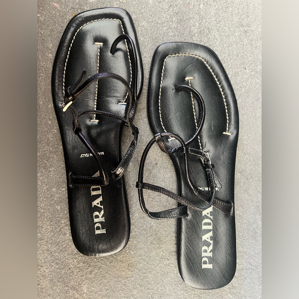 Vintage Patent Leather Black Prada Sandals